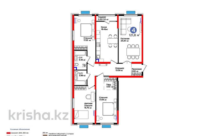 4-бөлмелі пәтер · 121.8 м² · 6/9 қабат, Нурсултана Назарбаева, бағасы: ~ 76.1 млн 〒 в Шымкенте, Каратауский р-н — фото 11