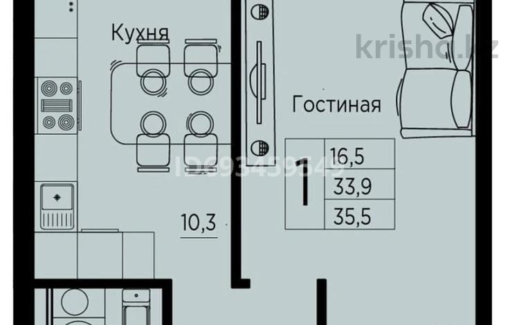 1-комнатная квартира, 35.5 м², 3/5 этаж, Лесная поляна 51 за 10.2 млн 〒 в Косшы — фото 2