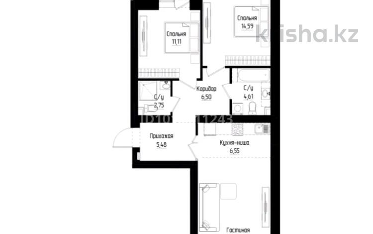 3-бөлмелі пәтер · 72 м² · 3/9 қабат, Рядом с главным проспектом Туран 5 — Хусейнбенталал туран, бағасы: 37 млн ₸ в Астане, Нура р-н — фото 2