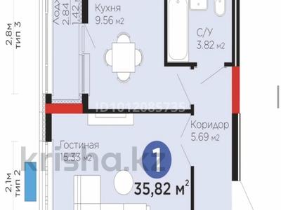 1-бөлмелі пәтер · 36 м² · 9/12 қабат, Е-15 5, бағасы: 22.3 млн ₸ в Астане, Нура р-н