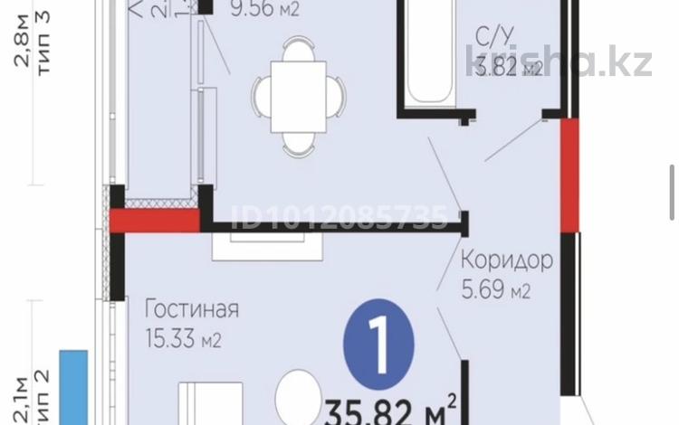 1-бөлмелі пәтер · 36 м² · 9/12 қабат, Е-15 5, бағасы: 22.3 млн ₸ в Астане, Нура р-н — фото 2