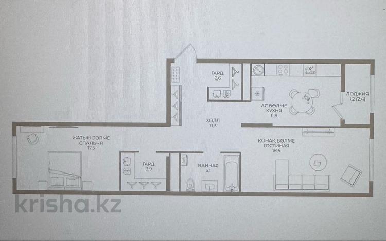 2-комнатная квартира · 72 м² · 6/9 этаж, мкр Ботакоз 5 за ~ 39.4 млн ₸ в Алматы, Алатауский р-н — фото 2
