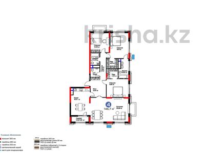 4-бөлмелі пәтер · 146.7 м² · 13/20 қабат, Кайым Мухамедханов 6/1, бағасы: 143.9 млн ₸ в Астане, Нура р-н
