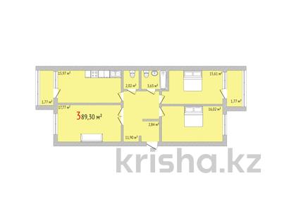 3-комнатная квартира · 89.1 м² · 5/5 этаж, Алтынсарина 228Б — 12 месяцев Церковь Центральный Рынок Шипина Назарбаева за ~ 36.5 млн 〒 в Костанае