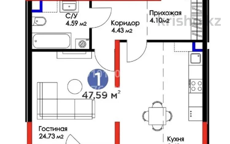 1-бөлмелі пәтер · 47 м² · 14/16 қабат, Нурсултана Назарбаева 1, бағасы: 36 млн ₸ в Шымкенте, Каратауский р-н — фото 7