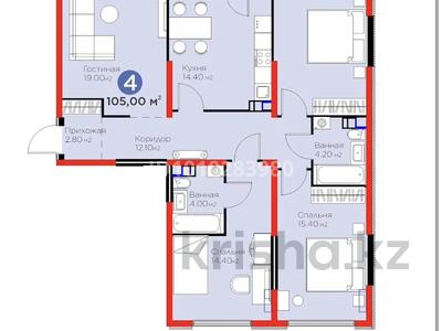 4-комнатная квартира · 105 м² · 3/6 этаж, Кайрат микрорайон 716/16 за 81 млн ₸ в Алматы, Турксибский р-н