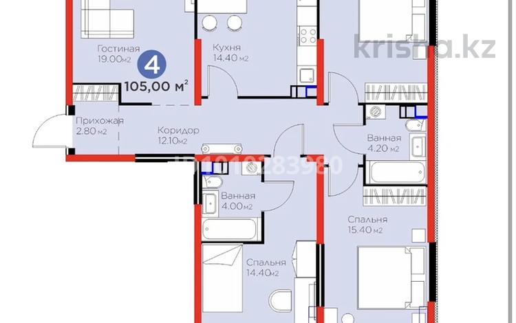 4-комнатная квартира · 105 м² · 3/6 этаж, Кайрат микрорайон 716/16 за 95 млн ₸ в Алматы, Турксибский р-н — фото 2