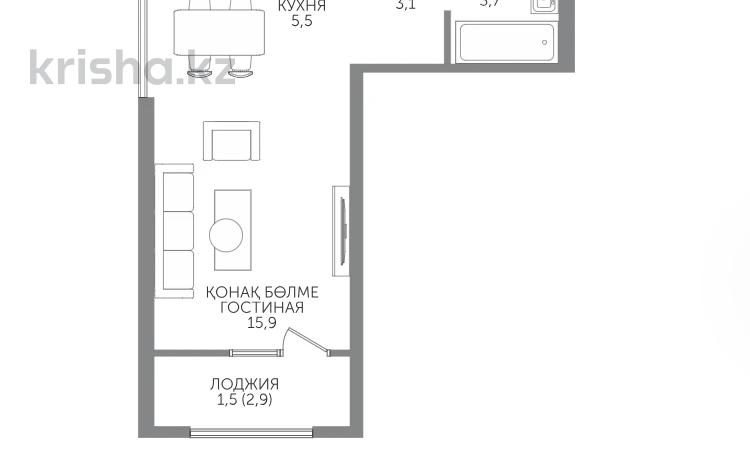 1-бөлмелі пәтер · 29.7 м² · 6/15 қабат, Райымбека 210/27, бағасы: ~ 25.8 млн ₸ в Алматы, Алмалинский р-н — фото 2