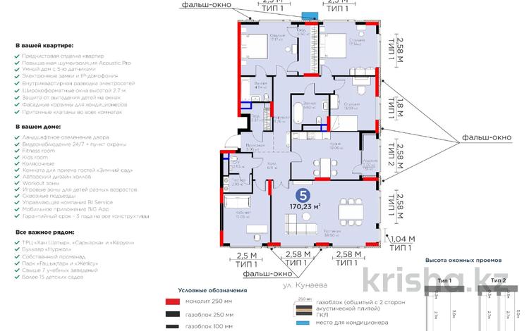 5-комнатная квартира, 170.48 м², 6/16 этаж, Динмухамед Конаев за 124 млн 〒 в Астане, Есильский р-н — фото 2