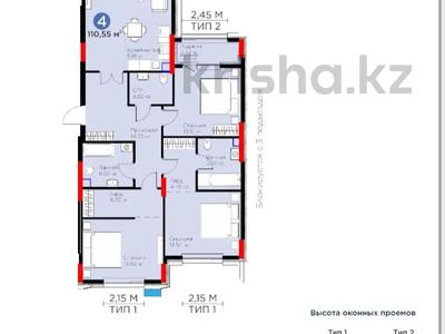 4-бөлмелі пәтер, 106 м², 2/9 қабат, Турар Рыскулов 18, бағасы: 69 млн 〒 в Астане, Есильский р-н