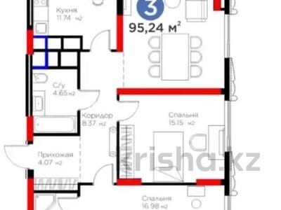 3-комнатная квартира · 95 м² · 21/27 этаж, Туран 41 — Сыганак за 95 млн ₸ в Астане, Нура р-н