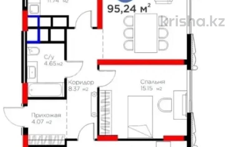 3-комнатная квартира · 95 м² · 21/27 этаж, Туран 41 — Сыганак за 95 млн ₸ в Астане, Нура р-н — фото 2