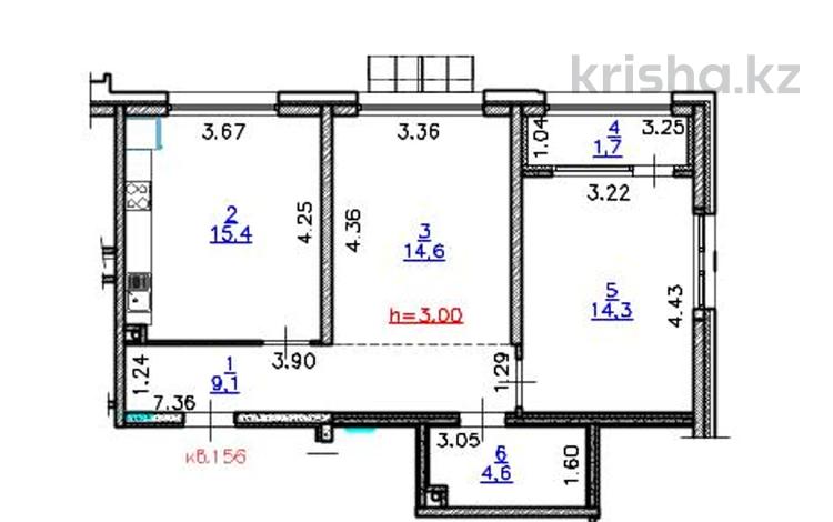 3-комнатная квартира · 60 м² · 6/6 этаж, мкр Гажайып, Бауыржана Момышулы 11/14а — Монке би за 41 млн ₸ в Алматы, Алатауский р-н — фото 6