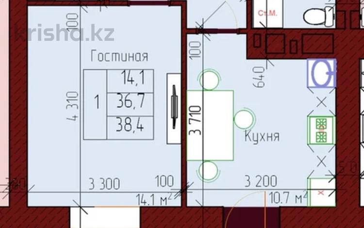 1-бөлмелі пәтер · 38.4 м² · 1/9 қабат, Рабочая 160, бағасы: ~ 16.1 млн ₸ в Костанае — фото 2