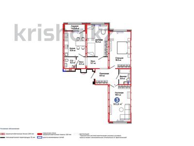 3-комнатная квартира · 91 м² · 9/14 этаж, С 902 8 — Коктал парк за 41.5 млн ₸ в Астане, Сарыарка р-н