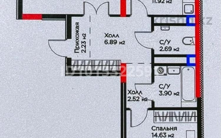 2-бөлмелі пәтер · 67.5 м² · 6 қабат, Сагадат Нурмагамбетов, бағасы: 48 млн ₸ в Астане, Сарайшык р-н — фото 3