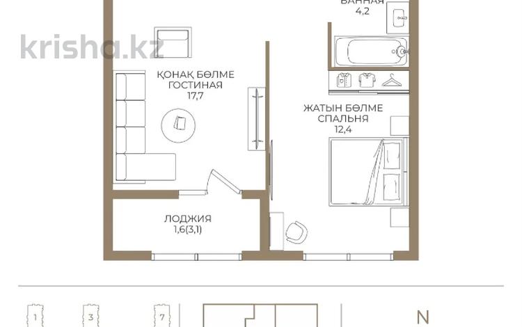 2-комнатная квартира · 50 м² · 6/9 этаж, Ботакоз 5 за 30.5 млн ₸ в Алматы, Алатауский р-н — фото 2