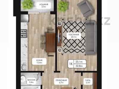1-комнатная квартира · 52.8 м² · 2/5 этаж, мкр. Алтын орда, мкр.Батыс-2 54Д за ~ 18.5 млн 〒 в Актобе