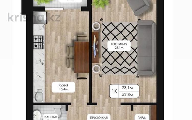 1-бөлмелі пәтер · 52.8 м² · 2/5 қабат, мкр. Алтын орда, Мкр.Батыс-2 54Д, бағасы: ~ 15.8 млн ₸ в Актобе — фото 2