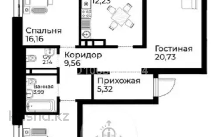 3-комнатная квартира · 86.7 м² · 8/12 этаж, Райымбек батыр 2 за 68 млн 〒 в Астане, Сарайшык р-н — фото 2