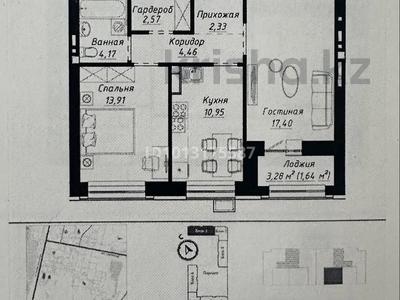 2-бөлмелі пәтер · 58 м² · 9/9 қабат, Чингиз Айтматов 1, бағасы: 29 млн ₸ в Астане, Нура р-н