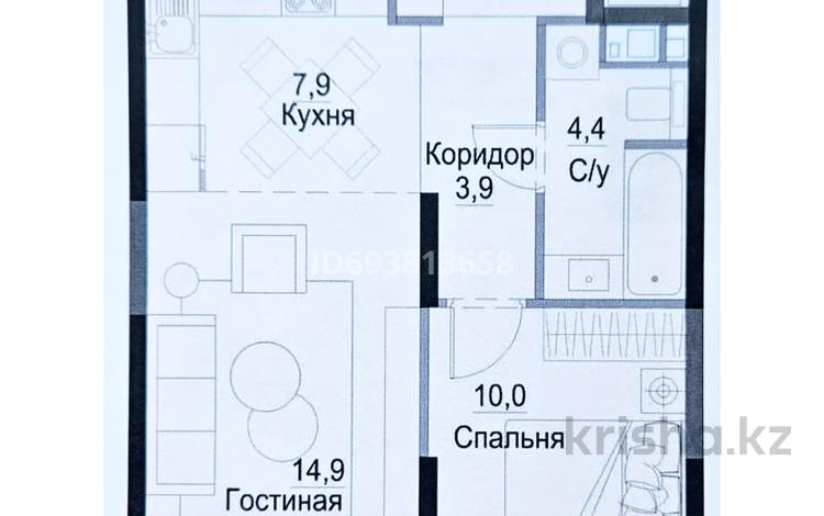 2-комнатная квартира, 45 м², 12/17 этаж, Жандосова 94А за 36 млн 〒 в Алматы, Бостандыкский р-н — фото 2