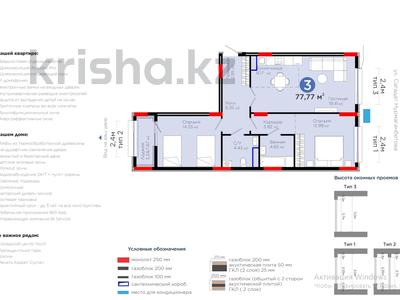 3-бөлмелі пәтер · 77.77 м² · 6/9 қабат, Сагадат Нурмагамбетов 15 — ГОРЯЩАЯ ЦЕНА!!! БИЗНЕС КЛАСС!!! ТОРГ!!!, бағасы: 54 млн ₸ в Астане, Сарайшык р-н