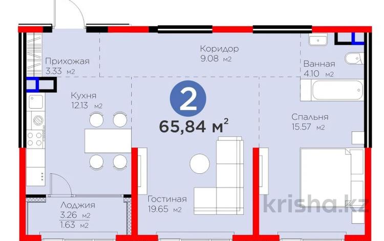 2-комнатная квартира · 65 м² · 3/4 этаж, Кульджинский тр-т 80/1 — Сданный блок А за 65 млн ₸ в Алматы, Медеуский р-н — фото 2
