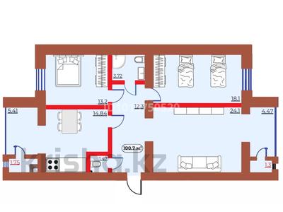 3-комнатная квартира · 101.4 м² · 6/7 этаж, Квартал 160 уч. 761 за ~ 47.2 млн ₸ в Туркестане