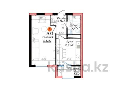 1-комнатная квартира · 38.55 м² · 6/10 этаж, Ж.Балапанова за 21.8 млн 〒 в Талдыкоргане, мкр Болашак