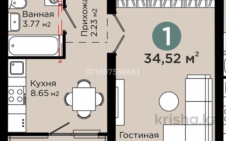1-бөлмелі пәтер · 34.5 м² · 7/12 қабат, Улы Дала 10, бағасы: 25 млн ₸ в Астане, Нура р-н — фото 2