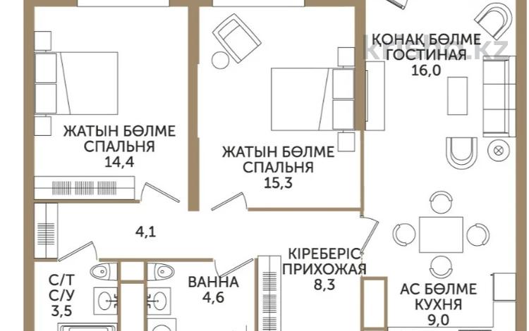 3-бөлмелі пәтер · 76.9 м² · 12/16 қабат, Розыбакиева 211 — Ескараева, бағасы: 72 млн 〒 в Алматы — фото 6