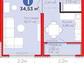 1-бөлмелі пәтер · 34.53 м² · 12/12 қабат, Улы дала 1, бағасы: 22.9 млн ₸ в Астане, Нура р-н — фото 2