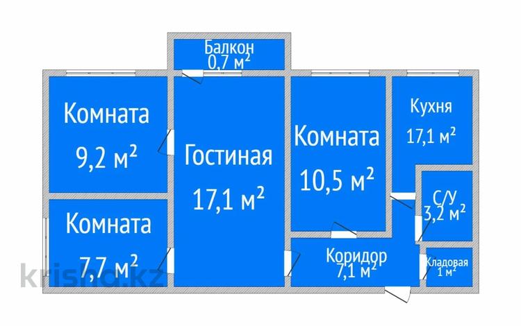 4-бөлмелі пәтер · 61.7 м² · 5/5 қабат, Маяковского 118, бағасы: 21.5 млн ₸ в Костанае — фото 2