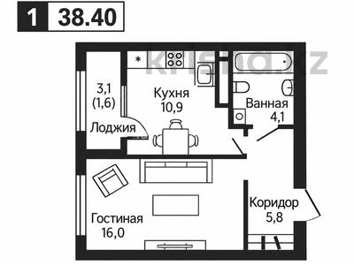1-бөлмелі пәтер · 38.4 м² · 2/12 қабат, Ауэзова 3г/2 — гоголя ауезова, бағасы: 37.5 млн ₸ в Алматы, Алмалинский р-н