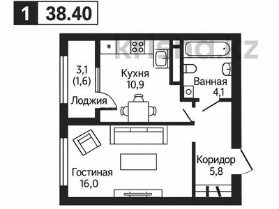 1-комнатная квартира · 38.4 м² · 2/12 этаж, Ауэзова 3г/2 — Гоголя ауезова за 38.5 млн ₸ в Алматы, Алмалинский р-н
