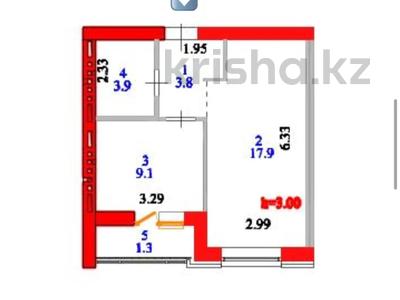 1-комнатная квартира · 36 м² · 6/9 этаж, ул. Айнаколь за 21.5 млн ₸ в Астане, Алматы р-н