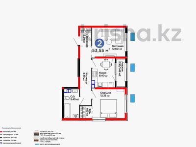 2-комнатная квартира · 53.55 м² · 5/6 этаж, Тараз 8/1 — ⭐️ЛУЧШАЯ ЦЕНА⭐️ за ~ 32.1 млн ₸ в Алматы, Турксибский р-н