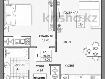 2-комнатная квартира, 42 м², 9/9 этаж, Фариза Онгарсынова 6/2 — Касым Кайсенов за 22 млн 〒 в Астане, Есильский р-н