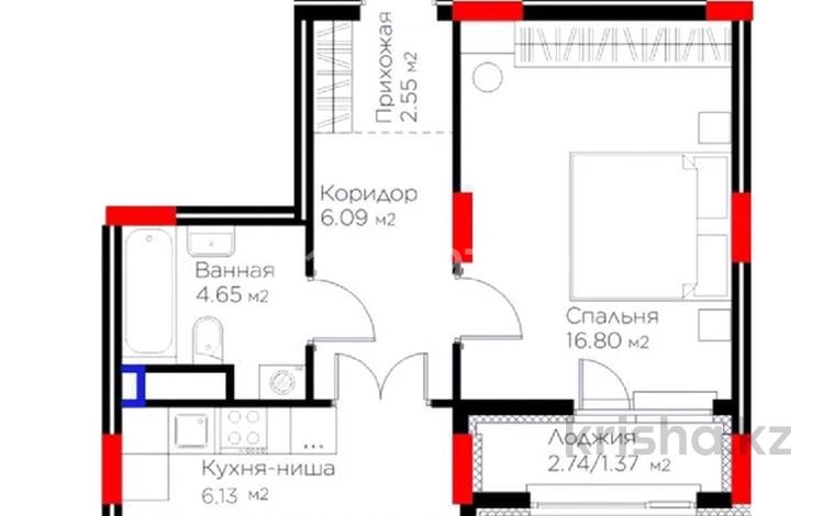 2-комнатная квартира · 51.39 м² · 6/9 этаж, ​Аль-Фараби проспект 73а за 35 млн ₸ в Астане, Есильский р-н — фото 2