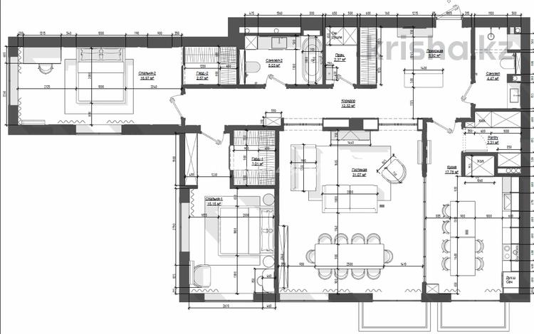 3-комнатная квартира · 132 м² · 3/5 этаж, Керей, Жанибек хандар 8а за 147 млн ₸ в Астане — фото 2