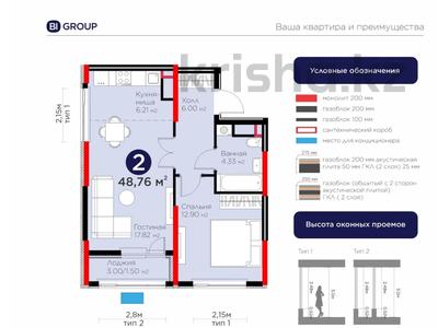 2-комнатная квартира · 48.6 м² · 17/17 этаж, Е 908 23 — Самая низкая цена! за 26.8 млн 〒 в Астане