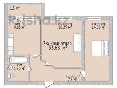 2-комнатная квартира, 53.68 м², 9/9 этаж, Садовая 19 за ~ 16.6 млн 〒 в Костанае