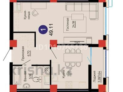 1-комнатная квартира · 48 м² · 13/18 этаж, Е 882 7 за 32 млн 〒 в Астане, Сарыарка р-н