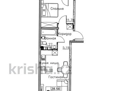 1-бөлмелі пәтер · 45.79 м² · 5/6 қабат, Алатауская трасса 154, бағасы: 23.2 млн ₸ в Туздыбастау (Калинино)