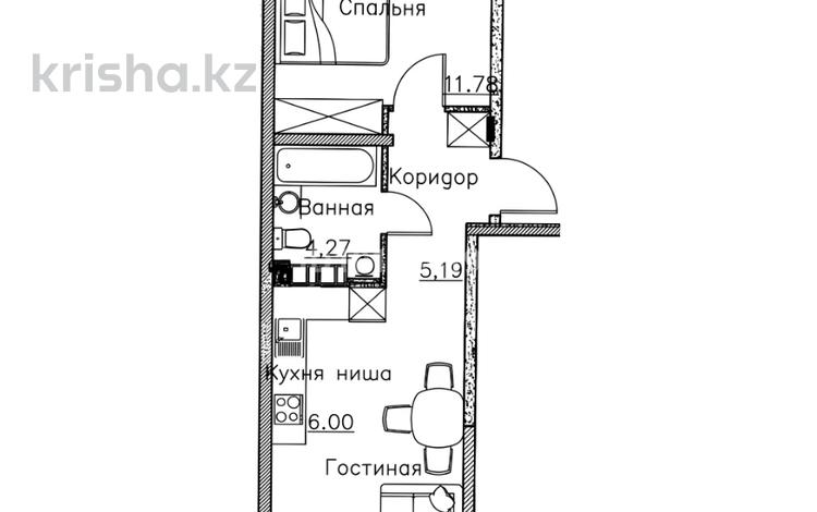 1-бөлмелі пәтер · 45.79 м² · 5/6 қабат, Алатауская трасса 154, бағасы: 23.2 млн ₸ в Туздыбастау (Калинино) — фото 6