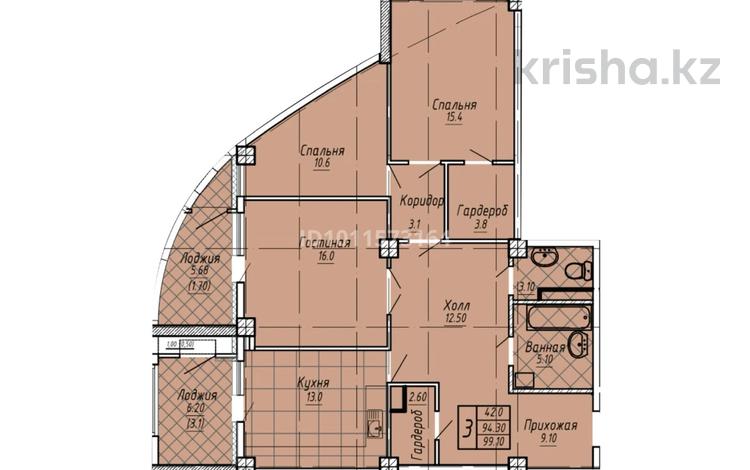 3-комнатная квартира · 99.2 м² · 12/12 этаж, Майлина 6 за 36 млн ₸ в Астане, Алматы р-н — фото 4