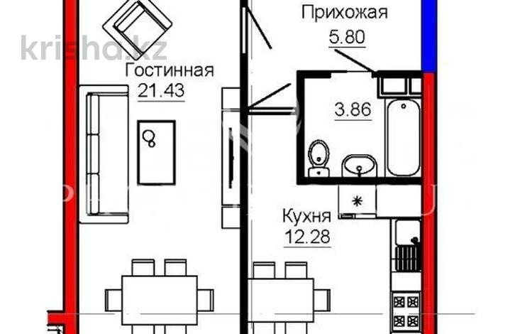1-комнатная квартира, 43.1 м², 2/7 этаж, Райымбек батыра за 21 млн 〒 в  — фото 2