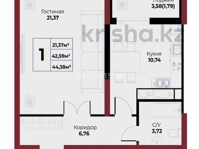 1-комнатная квартира · 44 м² · 6 этаж, Чингиз Айтматов 24/14 за ~ 21.8 млн ₸ в Астане, Нура р-н