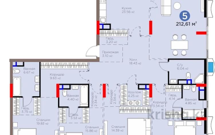 5-бөлмелі пәтер · 215 м², Е 900 5, 5/1, 5/2, 5/3 — ХАН ШАТЫР, бағасы: ~ 259.2 млн 〒 в Астане, Нура р-н — фото 6